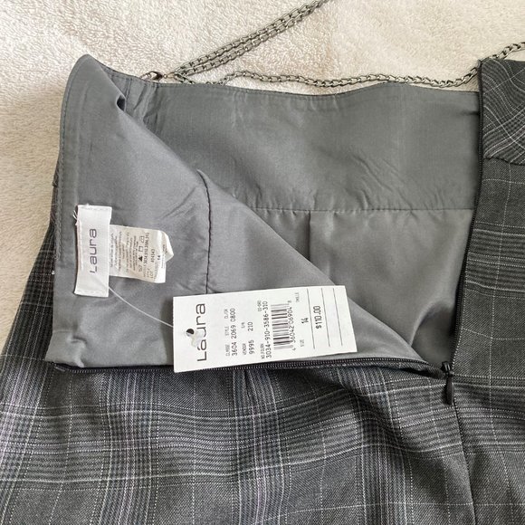 Grey Plaid Lined Skirt - Picture 4 of 5